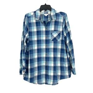 J. Jill Blue Plaid Button-Up Shirt